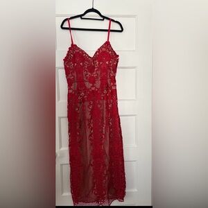 Elegant Red Lace Dress